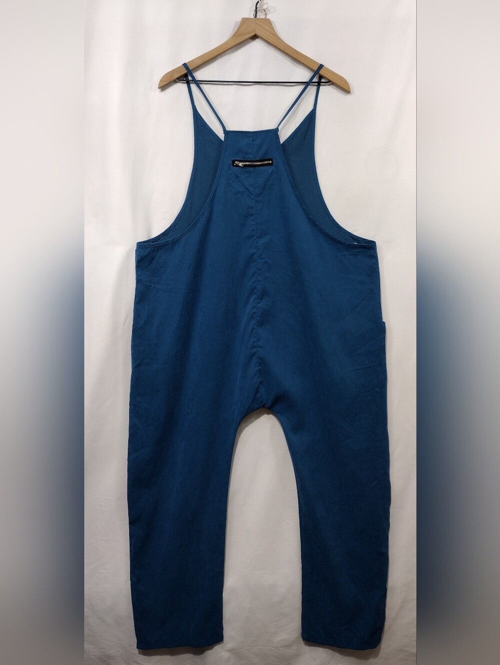 Women's Sleeveless Jumpsuit with Pockets Size XL Blue Streetwear Retro Unisex